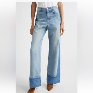 Veronica Beard Taylor high rise wide leg jeans cloudy colorblock $500
